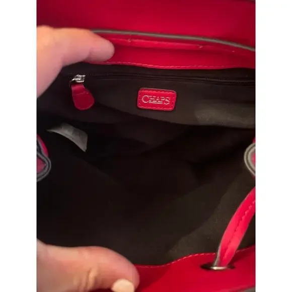 CHAPS VEGAN KEATHER BACKPACK RED - Picture 7 of 7